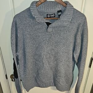Chaps-Men's Heather Gray 1/4 Button Sweater Size L